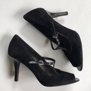 Franco Sarto Black Nubuck Leather, 3.5 Heel